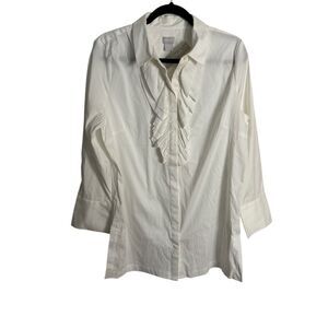 NWT Chico’s Poplin RUFFLE FRONT TUNIC White